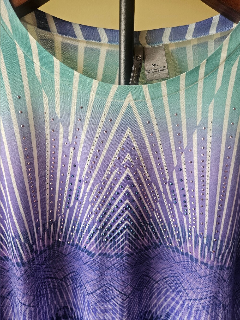 new directions Blue, Turquoise & Purple Ombre Geometric Tunic Size XL - Picture 2 of 5